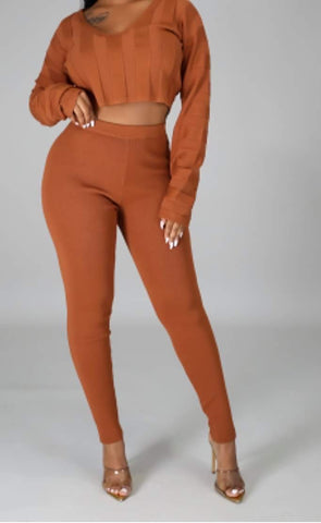 Two Piece Crop Top & Pants Set